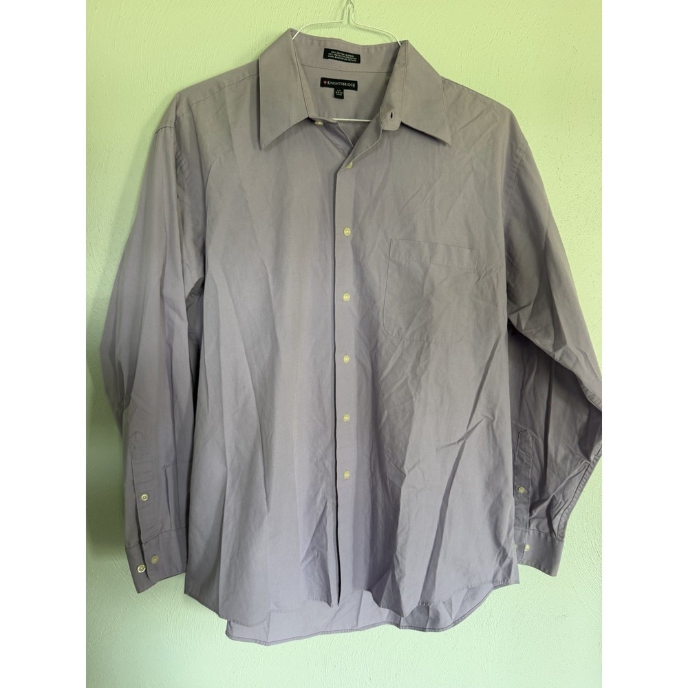 Knightsbridge men's sharp pointed collar button up long sleeve dress shirt Sz L